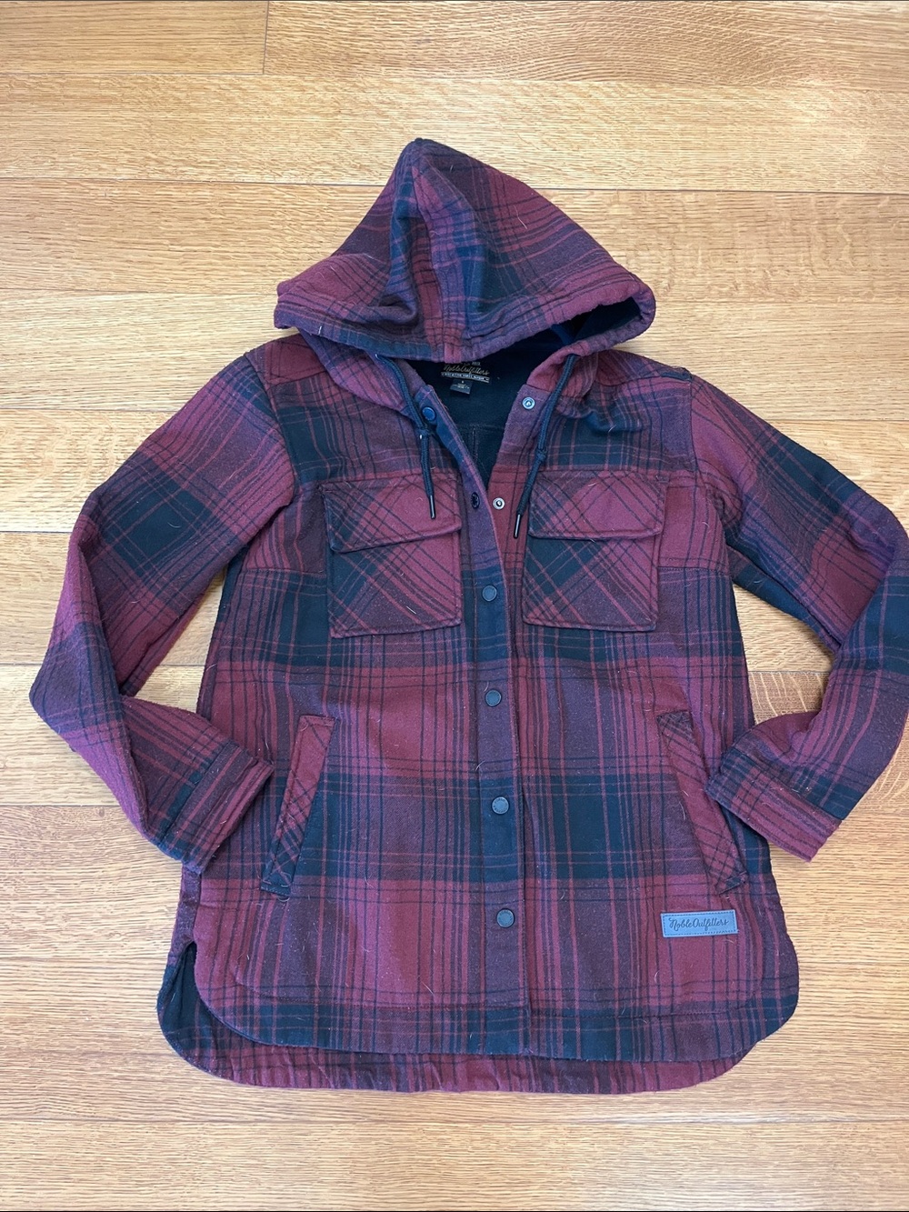 Noble outfitters fleece lined plaid flannel snap button jacket small